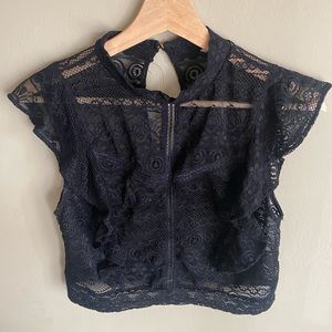 Black lace crop top